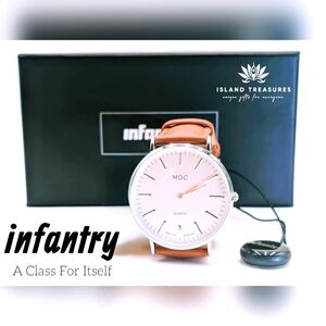 NWT MDC Men’s Quartz Watch Brown Wristband And Silver / With Brand New Battery